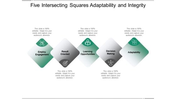 Five Intersecting Squares Adaptability And Integrity Ppt PowerPoint Presentation Ideas Introduction