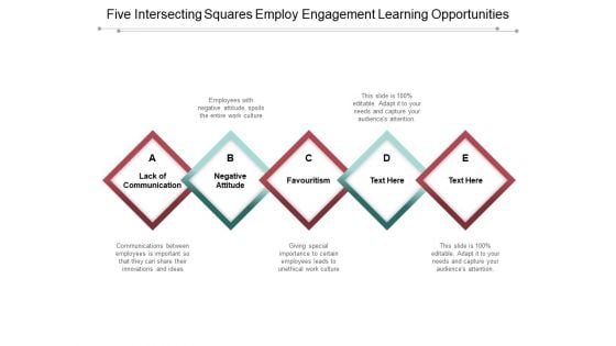 Five Intersecting Squares Employ Engagement Learning Opportunities Ppt PowerPoint Presentation Layouts Example Topics