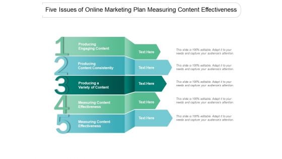 Five Issues Of Online Marketing Plan Measuring Content Effectiveness Ppt PowerPoint Presentation Icon Graphics Example