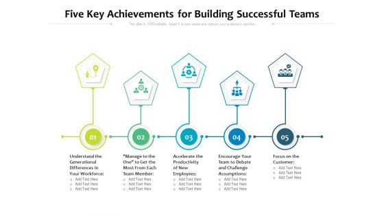 Five Key Achievements For Building Successful Teams Ppt PowerPoint Presentation File Graphics Template PDF