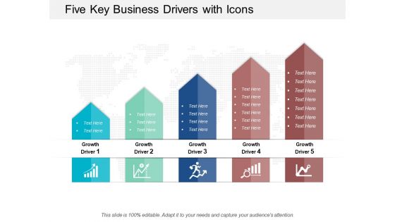 Five Key Business Drivers With Icons Ppt Powerpoint Presentation Slides Objects