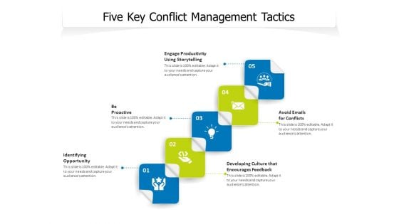 Five Key Conflict Management Tactics Ppt PowerPoint Presentation Gallery Themes PDF