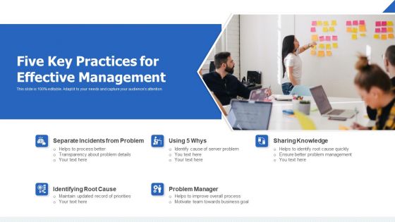 Five Key Practices For Effective Management Ppt Ideas Outline PDF