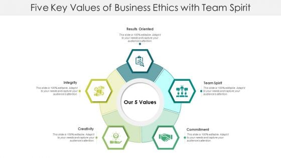 Five Key Values Of Business Ethics With Team Spirit Ppt PowerPoint Presentation File Tips PDF Five Key Values Of Business Ethics With Team Spirit Ppt PowerPoint Presentation File Tips PDF