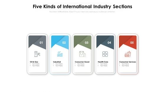 Five Kinds Of International Industry Sections Ppt PowerPoint Presentation Layouts Graphics Example PDF