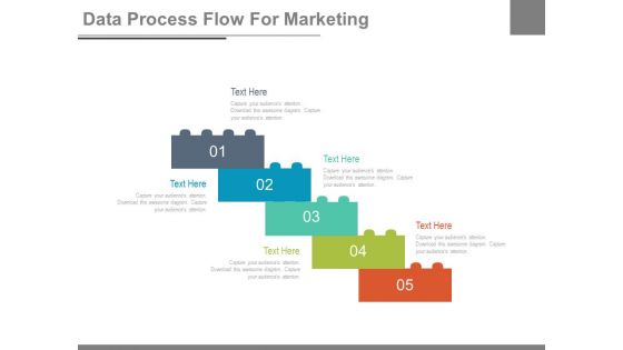 Five Lego Steps For Process Flow Powerpoint Slides