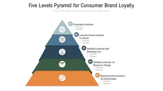 Five Levels Pyramid For Consumer Brand Loyalty Ppt PowerPoint Presentation Ideas Objects PDF