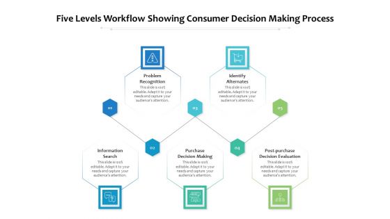 Five Levels Workflow Showing Consumer Decision Making Process Ppt PowerPoint Presentation File Graphics PDF