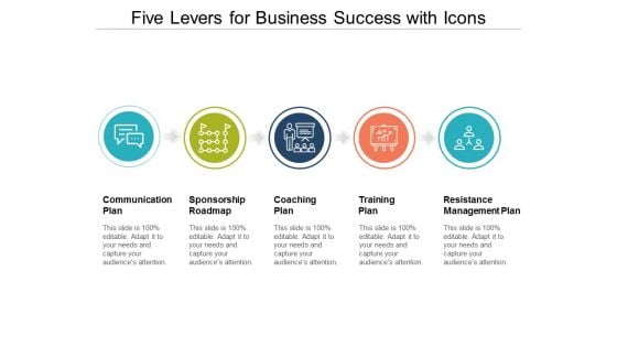 Five Levers For Business Success With Icons Ppt PowerPoint Presentation Pictures Example File