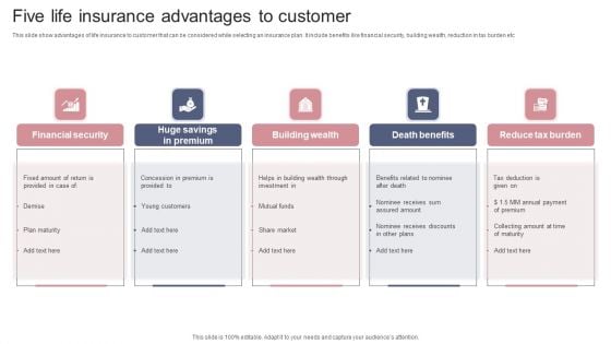 Five Life Insurance Advantages To Customer Themes PDF Five Life Insurance Advantages To Customer Themes PDF