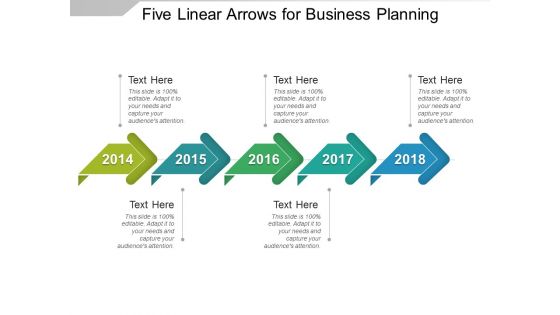 Five Linear Arrows For Business Planning Ppt PowerPoint Presentation Model Topics