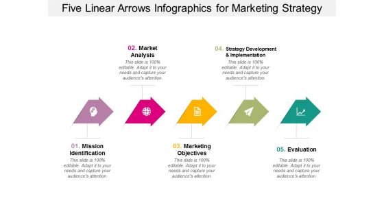 Five Linear Arrows Infographics For Marketing Strategy Ppt PowerPoint Presentation Outline Graphic Images