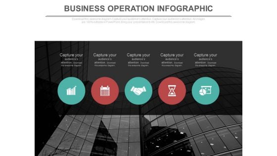 Five Linear Circle With Icons Powerpoint Template