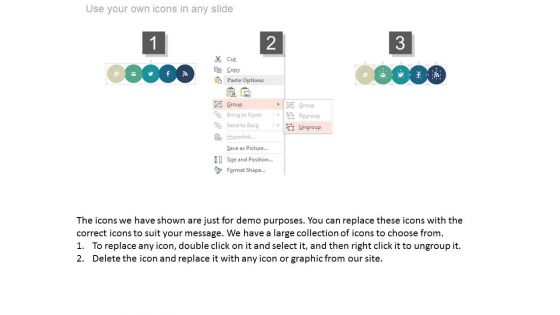 Five Linear Circles And Icons For Technology Powerpoint Slides