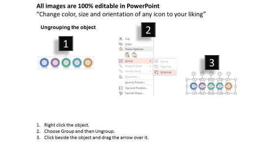 Five Linear Circles With Business Icons Powerpoint Template