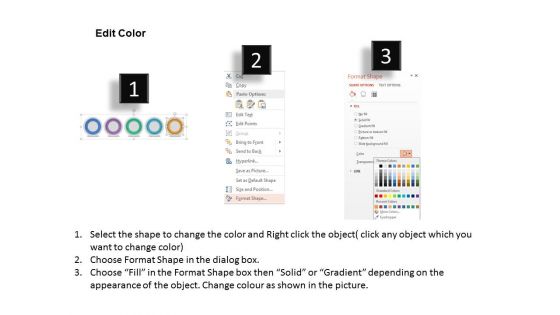 Five Linear Circles With Business Icons Powerpoint Template