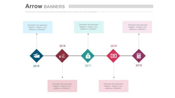 Five Linear Steps With Financial Icons Powerpoint Slides