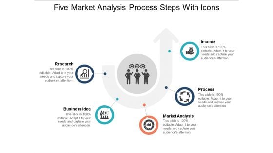 Five Market Analysis Process Steps With Icons Ppt Powerpoint Presentation Portfolio Background Image