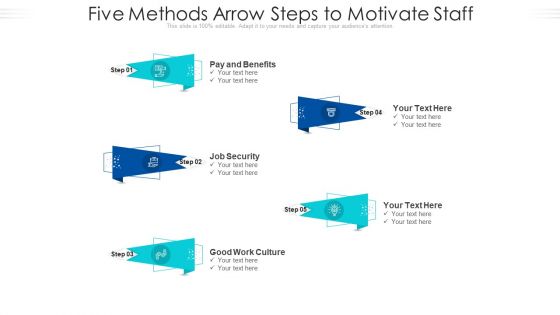 Five Methods Arrow Steps To Motivate Staff Ppt PowerPoint Presentation Gallery Sample PDF