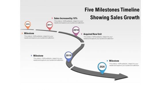 Five Milestones Timeline Showing Sales Growth Ppt PowerPoint Presentation Icon Rules