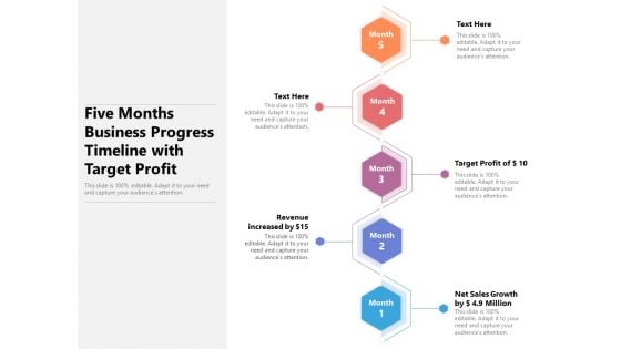 Five Months Business Progress Timeline With Target Profit Ppt PowerPoint Presentation Pictures Show PDF