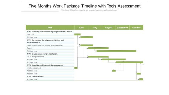 Five Months Work Package Timeline With Tools Assessment Ppt PowerPoint Presentation File Inspiration PDF