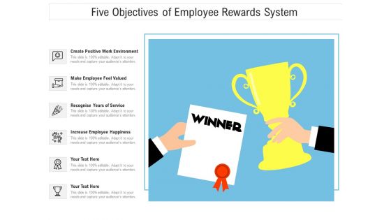 Five Objectives Of Employee Rewards System Ppt PowerPoint Presentation File Template PDF