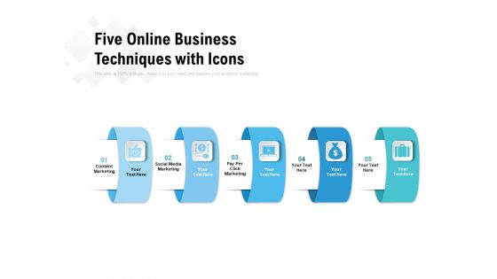 Five Online Business Techniques With Icons Ppt PowerPoint Presentation Inspiration Mockup PDF