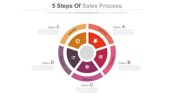 Five Options Circular Infographic Diagram Powerpoint Slides