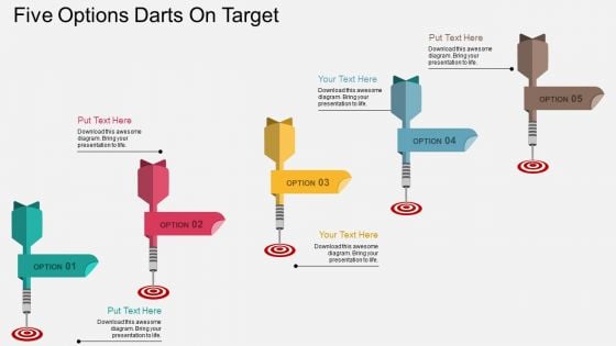 Five Options Darts On Target Powerpoint Template