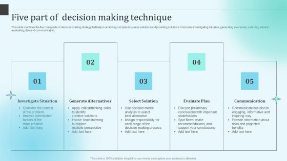 Five Part Of Decision Making Technique Background PDF Five Part Of Decision Making Technique Background PDF