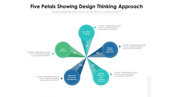 Five Petals Showing Design Thinking Approach Ppt PowerPoint Presentation Inspiration Graphics Design PDF