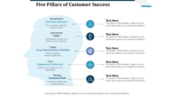 Five Pillars Of Customer Success Ppt PowerPoint Presentation Infographic Template Example