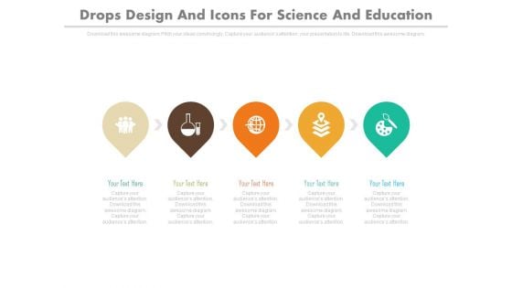 Five Pointers With Science And Education Icons Powerpoint Template
