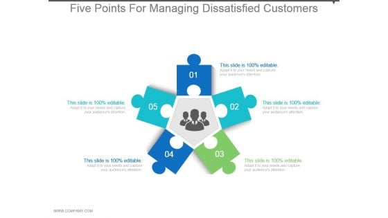 Five Points For Managing Dissatisfied Customers Powerpoint Slides