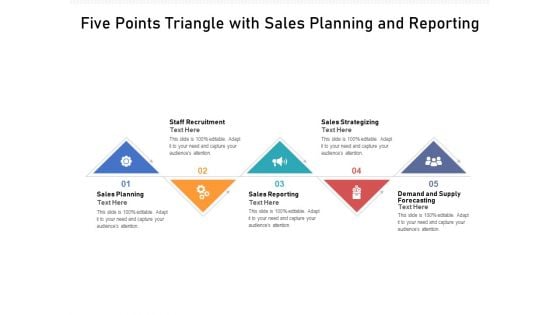 Five Points Triangle With Sales Planning And Reporting Ppt PowerPoint Presentation Gallery Display PDF