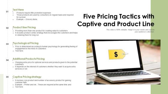 Five Pricing Tactics With Captive And Product Line Ppt PowerPoint Presentation File Designs PDF