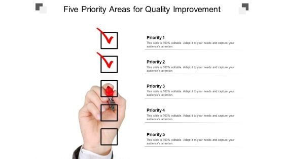 Five Priority Areas For Quality Improvement Ppt PowerPoint Presentation Inspiration Example