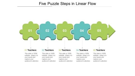 Five Puzzle Steps In Linear Flow Ppt Powerpoint Presentation Portfolio Example Topics