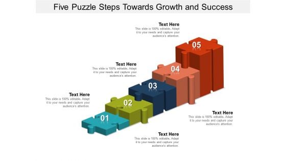 Five Puzzle Steps Towards Growth And Success Ppt PowerPoint Presentation Slides Grid