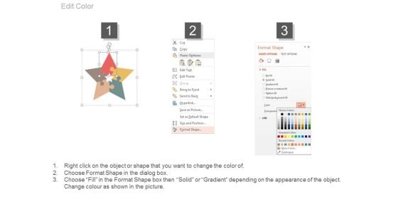 Five Puzzles Steps Star Diagram With Icons Powerpoint Template