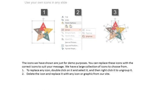 Five Puzzles Steps Star Diagram With Icons Powerpoint Template