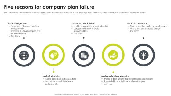 Five Reasons For Company Plan Failure Mockup PDF