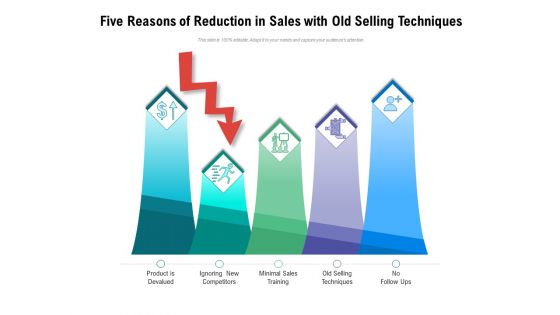 Five Reasons Of Reduction In Sales With Old Selling Techniques Ppt PowerPoint Presentation Styles Graphics Download PDF