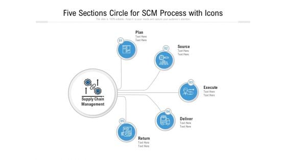 Five Sections Circle For SCM Process With Icons Ppt PowerPoint Presentation Gallery Example Topics PDF