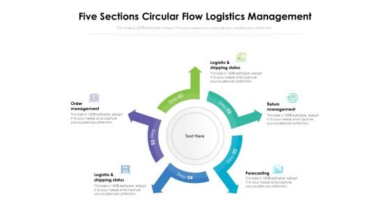 Five Sections Circular Flow Logistics Management Ppt PowerPoint Presentation File Layout Ideas PDF