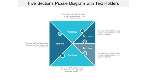 five sections puzzle diagram with text holders ppt powerpoint presentation outline files