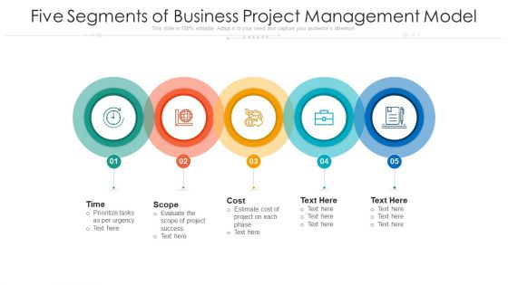 Five Segments Of Business Project Management Model Ppt PowerPoint Presentation File Ideas PDF