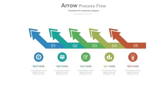 Five Slanting Arrows Process Flow Diagram Powerpoint Template