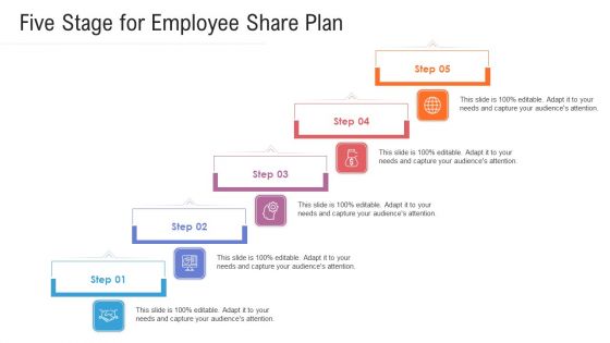 Five Stage For Employee Share Plan Ppt PowerPoint Presentation File Graphics PDF